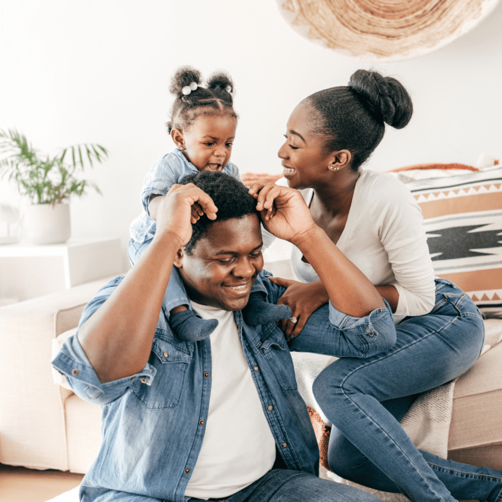 African american family, male female and baby girl