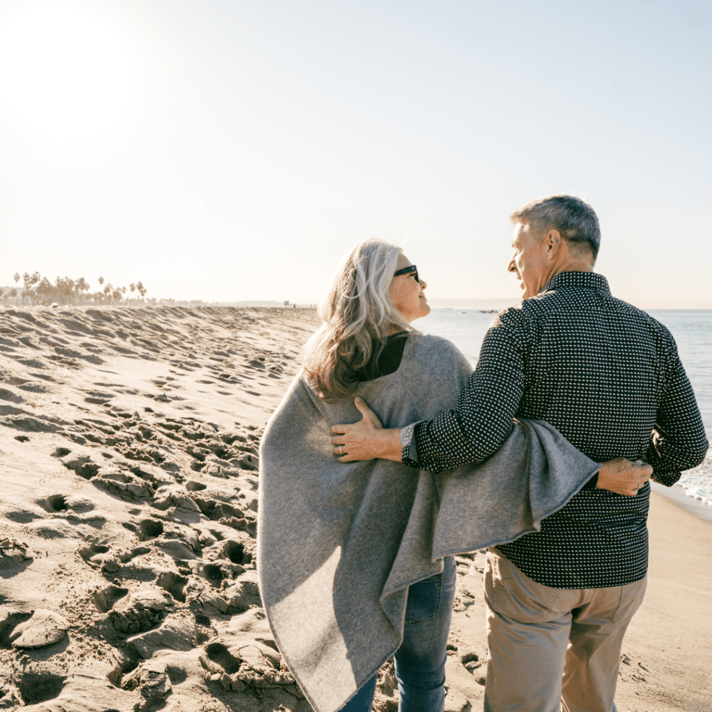 Couple walking on beach